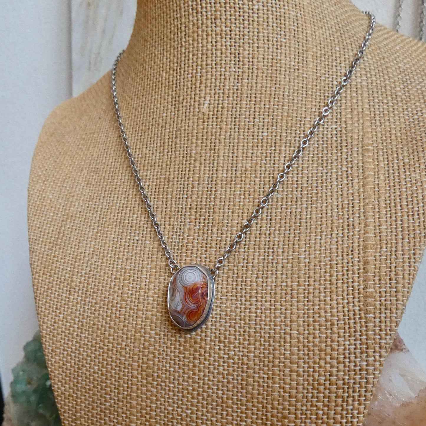 Choose Your Vertical Laguna Lace Agate Necklace - Sterling Silver