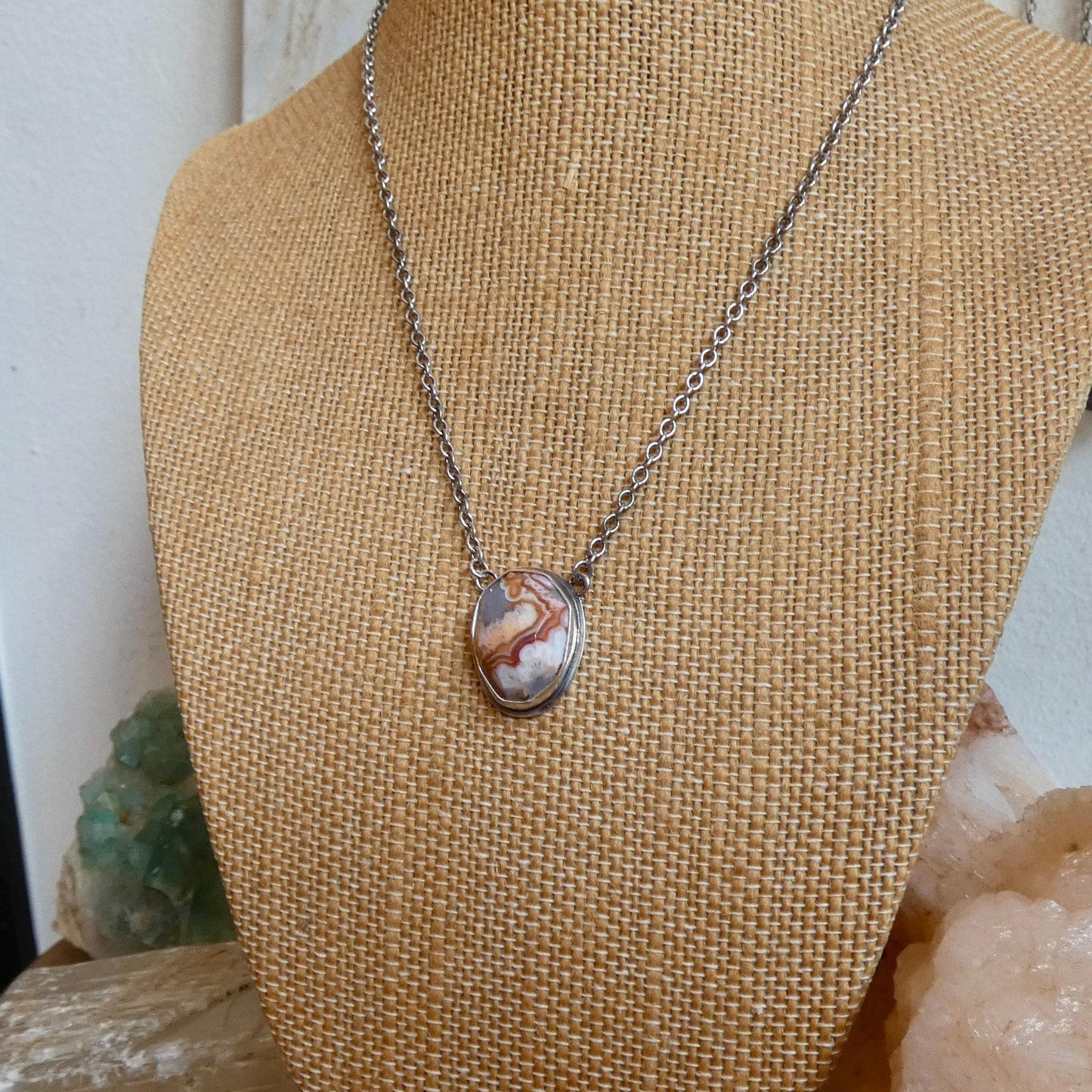 Choose Your Vertical Laguna Lace Agate Necklace - Sterling Silver