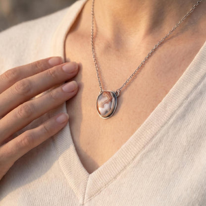 Choose Your Vertical Laguna Lace Agate Necklace - Sterling Silver