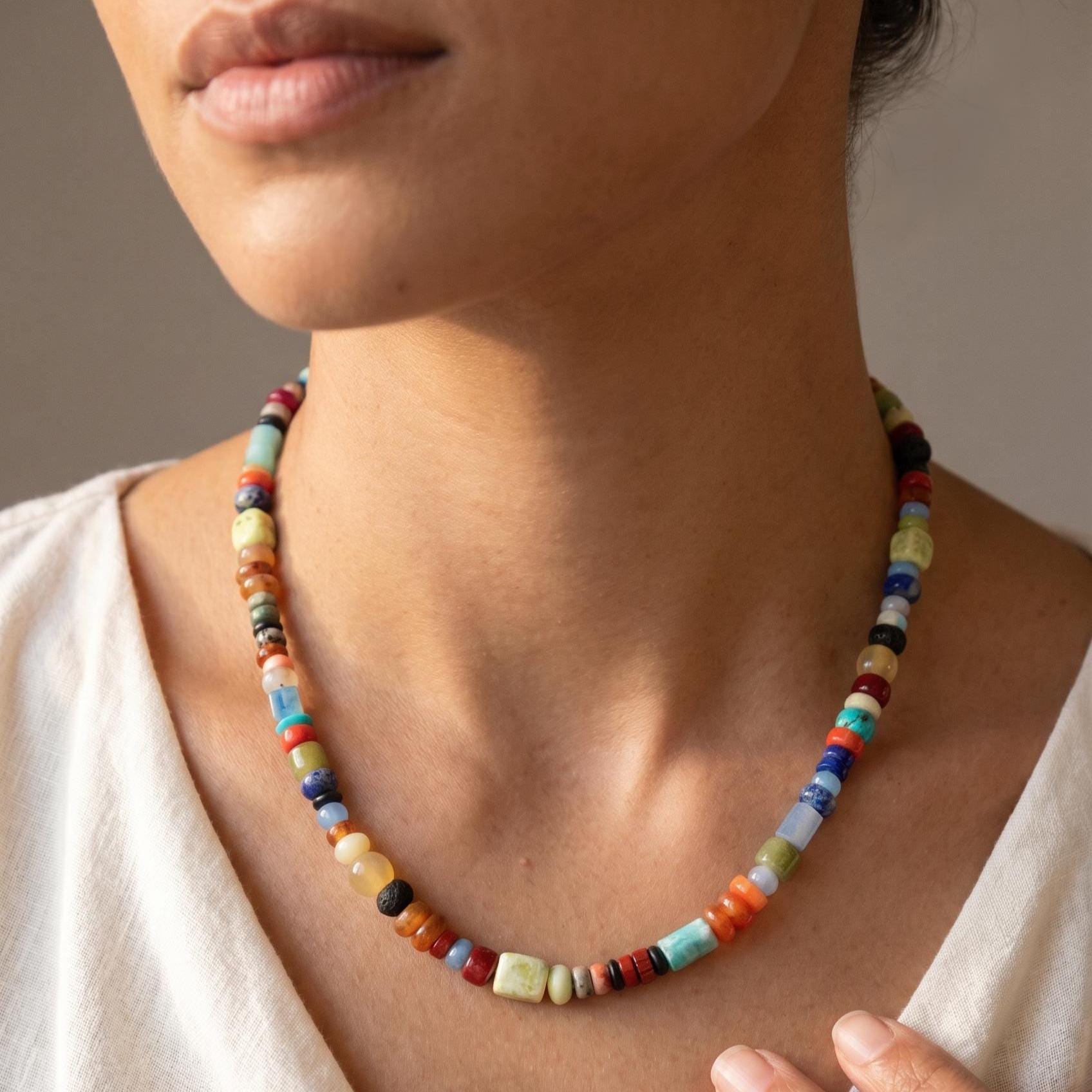 Color POP Gemstone Beaded Necklace - Sterling Silver Toggle Clasp