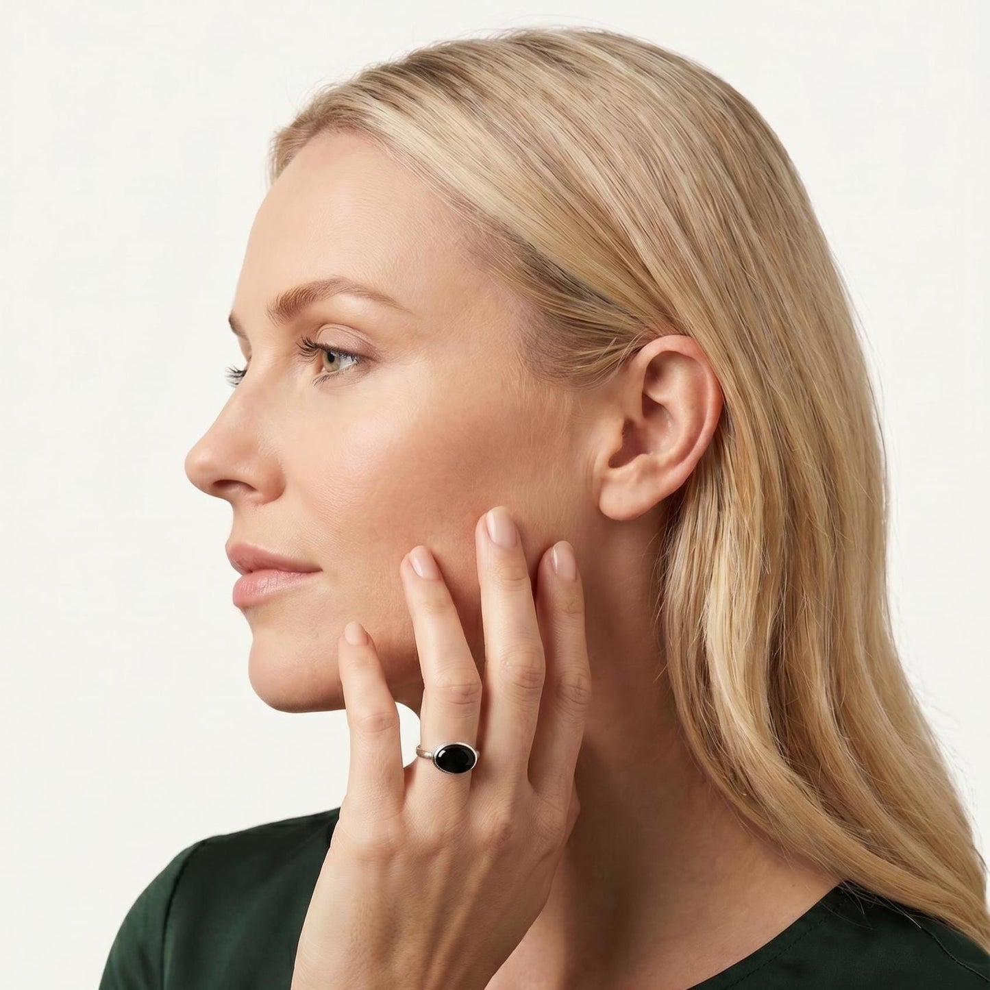 East West Oval Black Onyx Ring – Silversmith .925 Sterling Silver