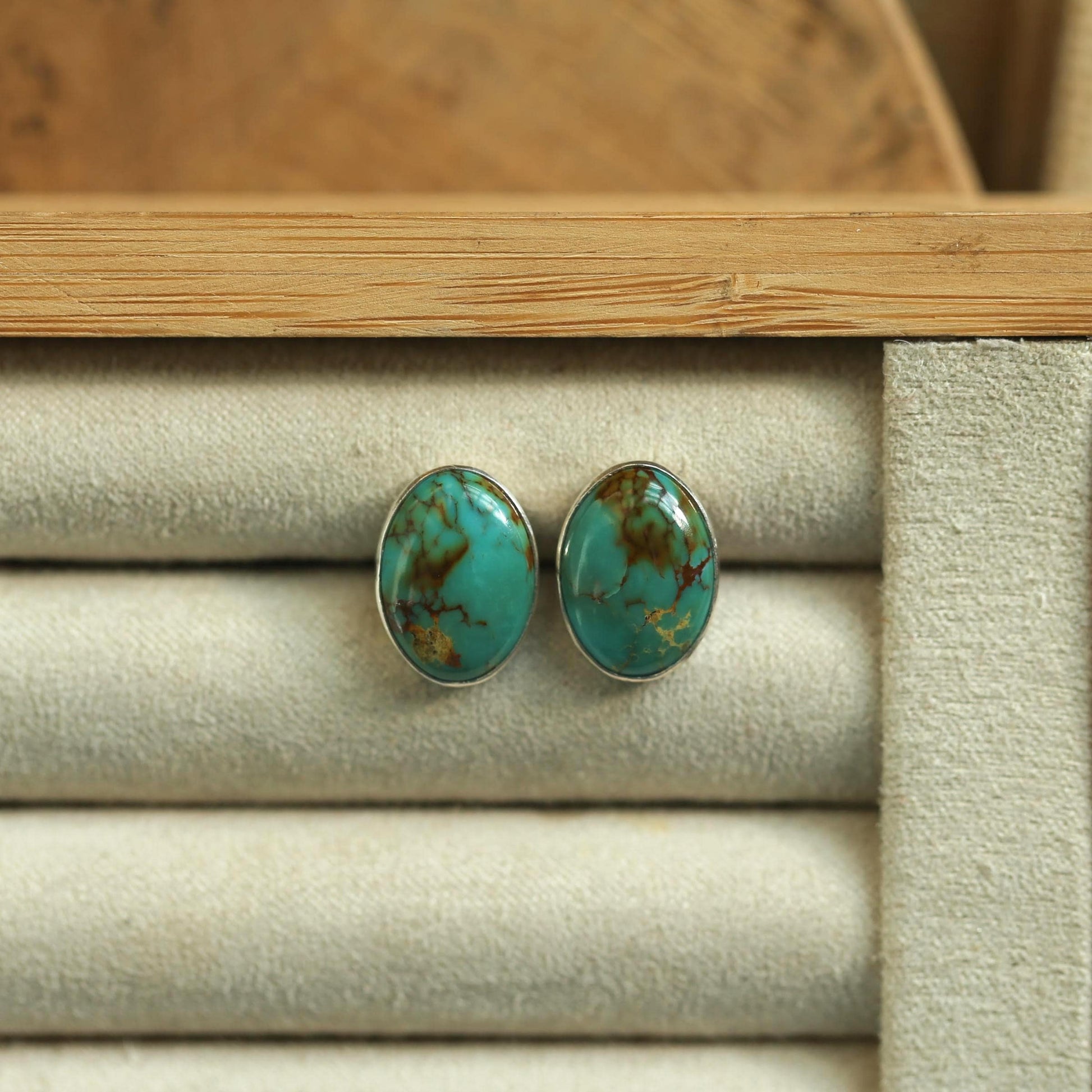 Campitos Turquoise Post Earrings – American Sterling Silver Studs