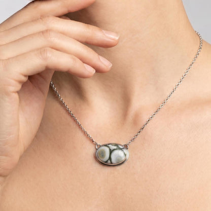 Custom Ocean Jasper East-West Center Stone Necklace - .925 Silversmith - Choose Your Stone