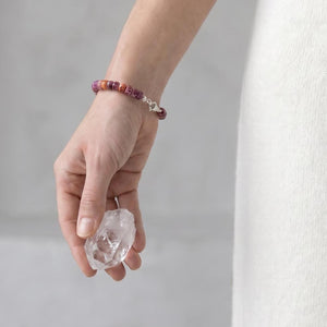 Purple Spiny Oyster Beaded Bracelet - .925 Sterling Silver