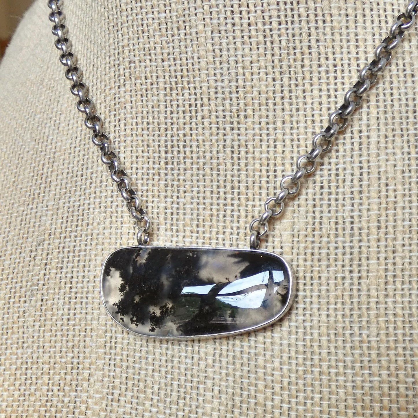 Choose your Montana Agate Pendant Necklace - Chunky Sterling Silver - Men's Pendant