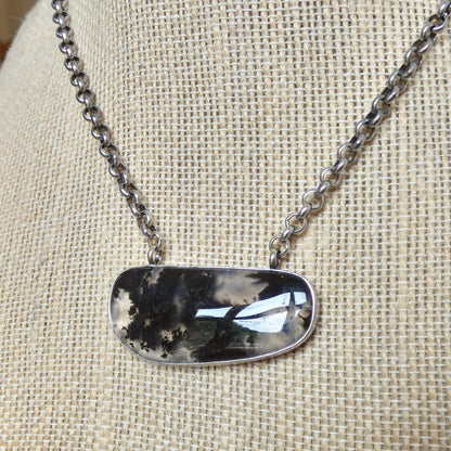 Choose your Montana Agate Pendant Necklace - Chunky Sterling Silver - Men's Pendant