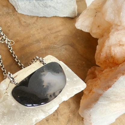 Choose your Montana Agate Pendant Necklace - Chunky Sterling Silver - Men's Pendant