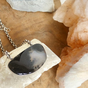 Choose your Montana Agate Pendant Necklace - Chunky Sterling Silver - Men's Pendant