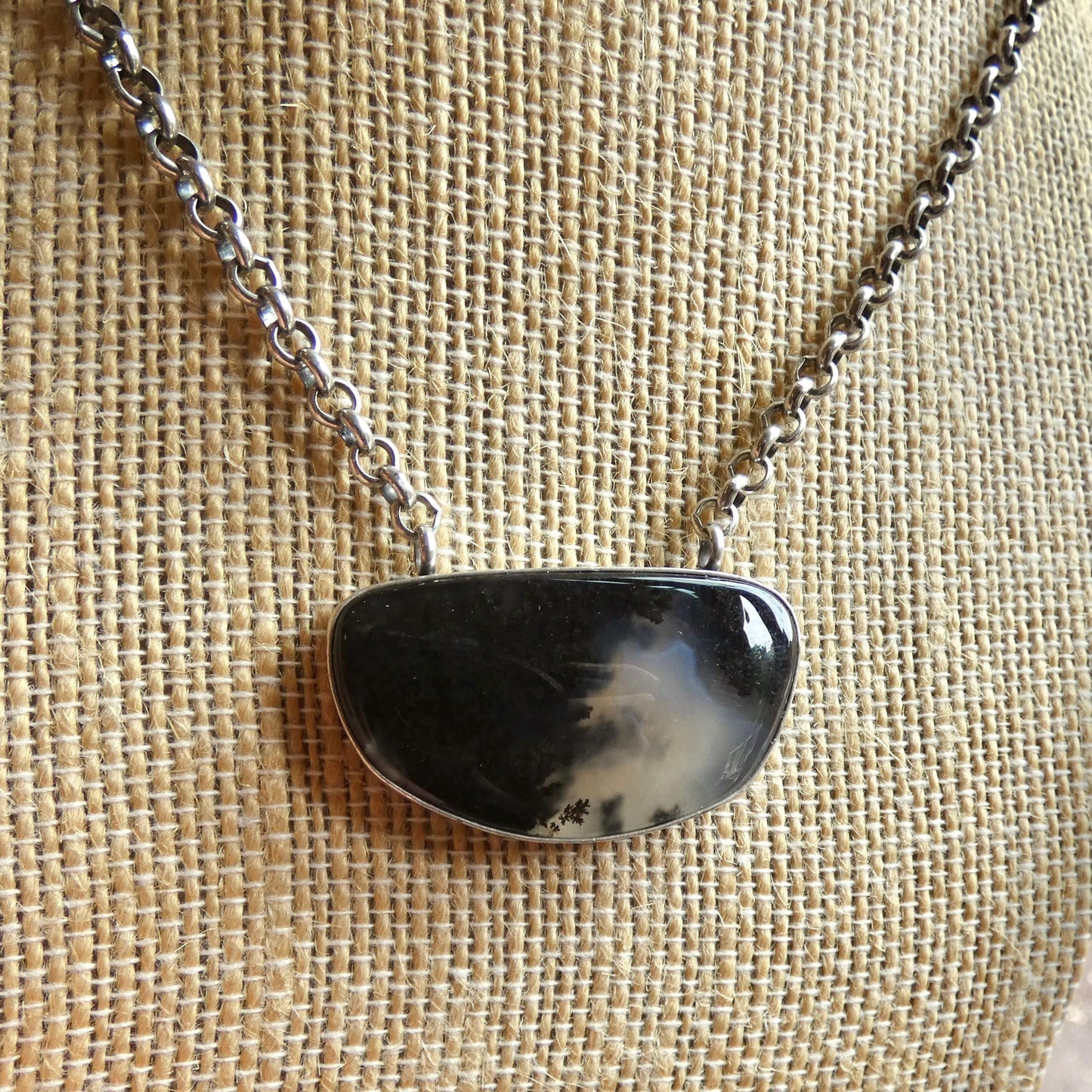 Choose your Montana Agate Pendant Necklace - Chunky Sterling Silver - Men's Pendant