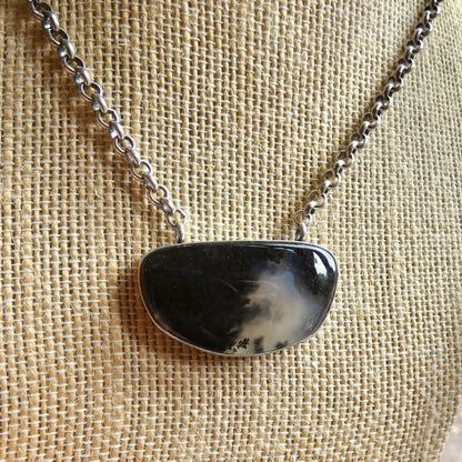 Choose your Montana Agate Pendant Necklace - Chunky Sterling Silver - Men's Pendant