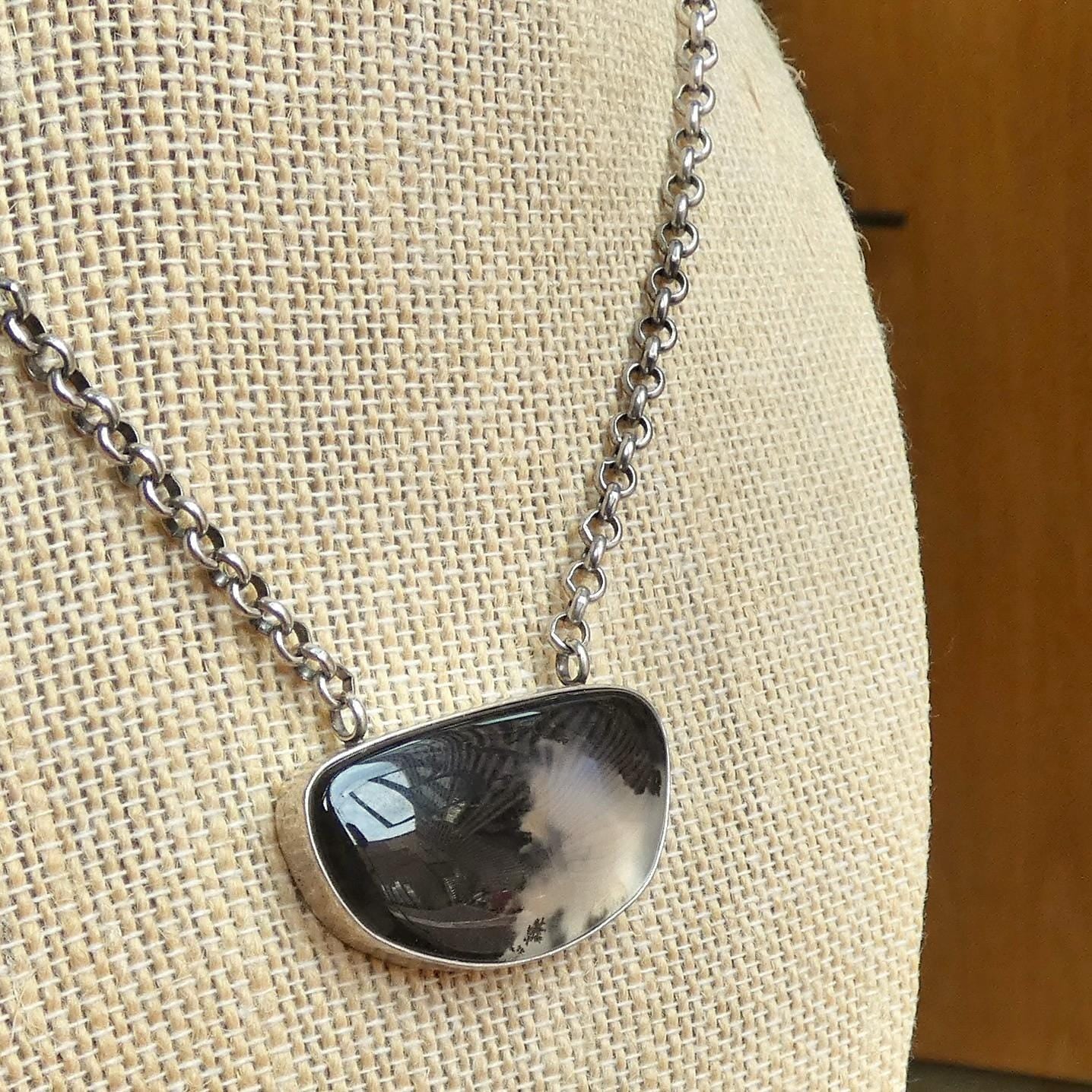 Choose your Montana Agate Pendant Necklace - Chunky Sterling Silver - Men's Pendant