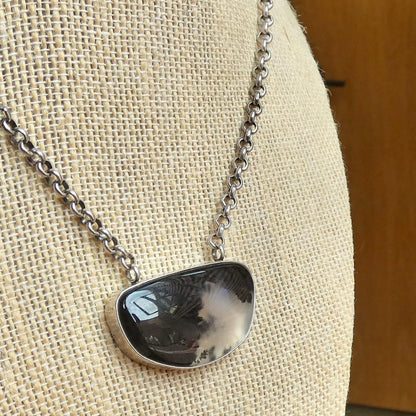 Choose your Montana Agate Pendant Necklace - Chunky Sterling Silver - Men's Pendant