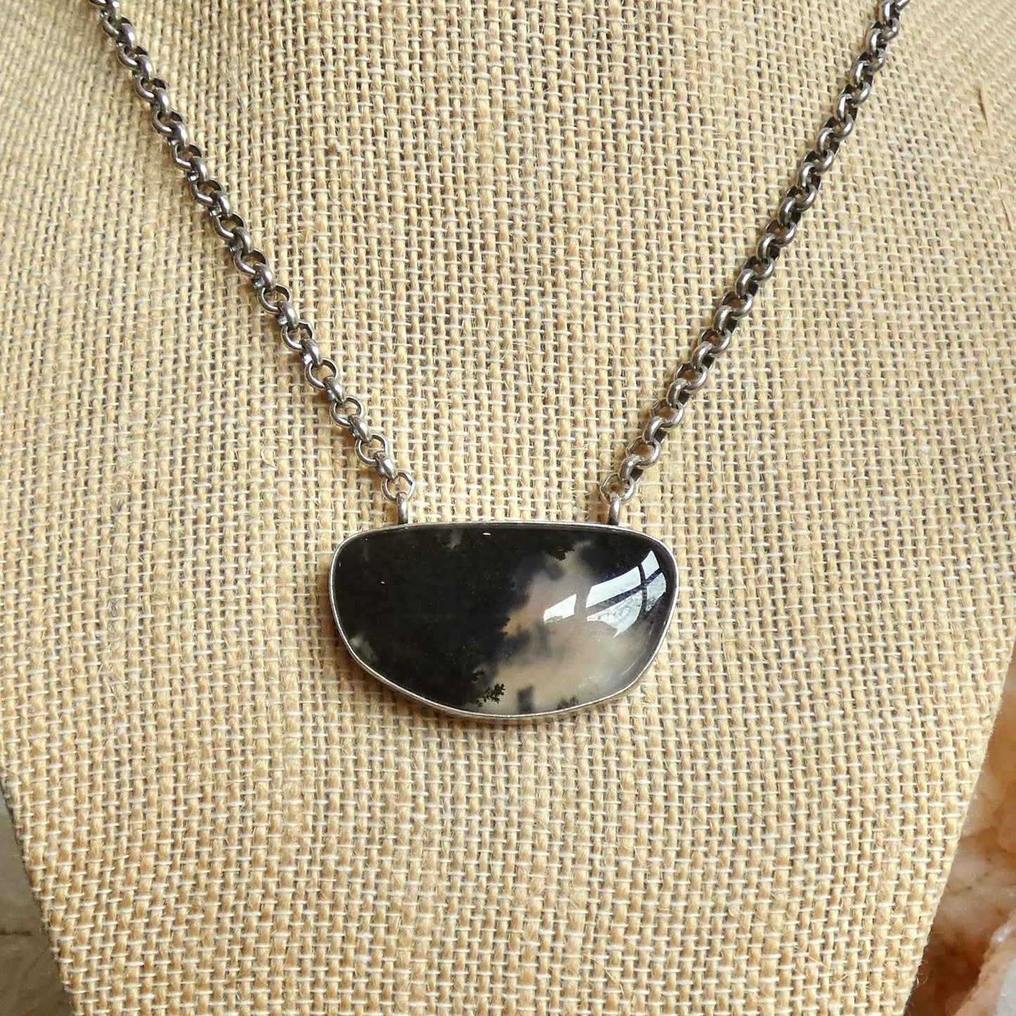 Choose your Montana Agate Pendant Necklace - Chunky Sterling Silver - Men's Pendant