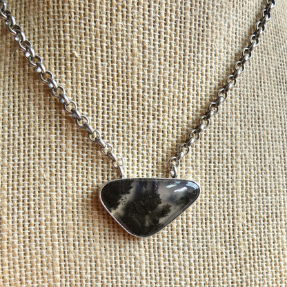 Choose your Montana Agate Pendant Necklace - Chunky Sterling Silver - Men's Pendant