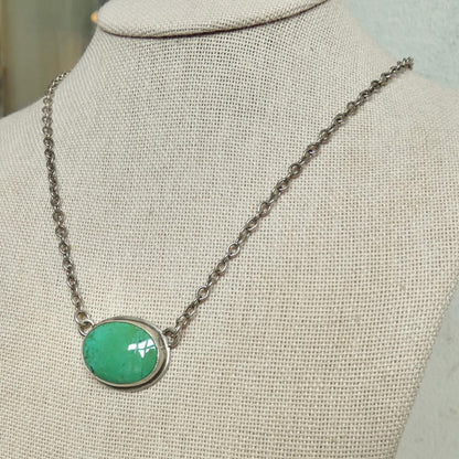 Oval Turquoise Pendant Necklace – Sterling Silver Boho Chain