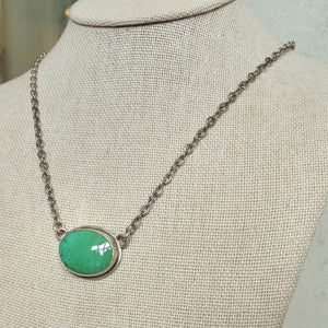 Oval Turquoise Pendant Necklace – Sterling Silver Boho Chain