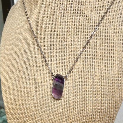 Rose Cut Rainbow Fluorite Pendant - Sterling Silver