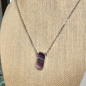 Rainbow Fluorite Pendant - Sterling Silver