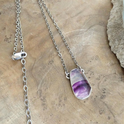 Rose Cut Rainbow Fluorite Pendant - Sterling Silver