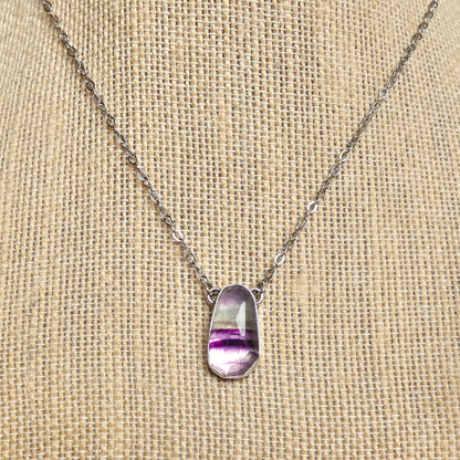 Rose Cut Rainbow Fluorite Pendant - Sterling Silver