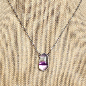 Rainbow Fluorite Pendant - Sterling Silver