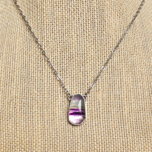 Rose Cut Rainbow Fluorite Pendant - Sterling Silver