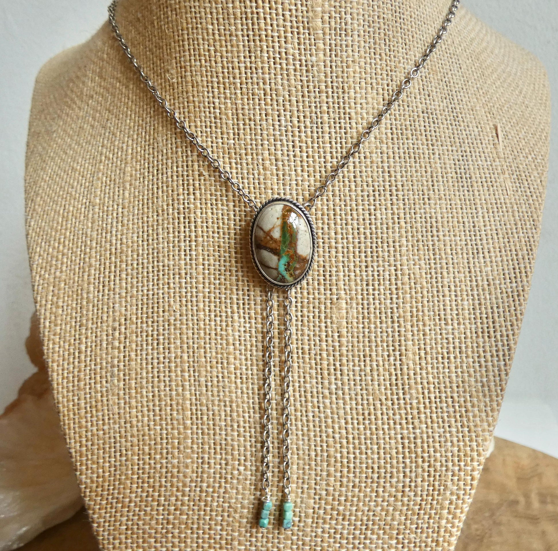 Choose your finished Royston Ribbon Turquoise Bolo Necklace – Sterling Silver