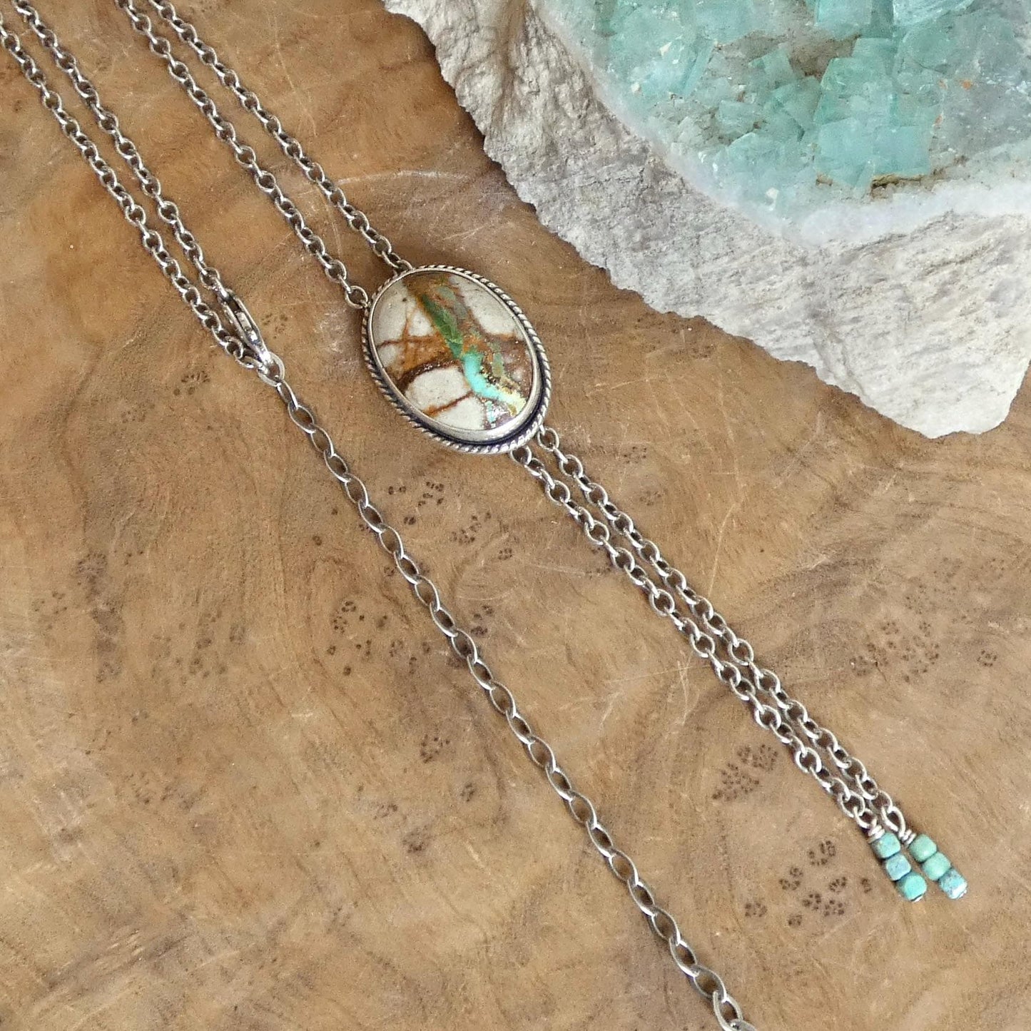 Choose your finished Royston Ribbon Turquoise Bolo Necklace – Sterling Silver