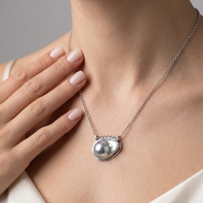 Deep Sea Necklace - Blister Pearl Pendant - .925 Sterling Silver