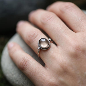 Smoky Quartz Delica Ring -.925 Sterling Silver