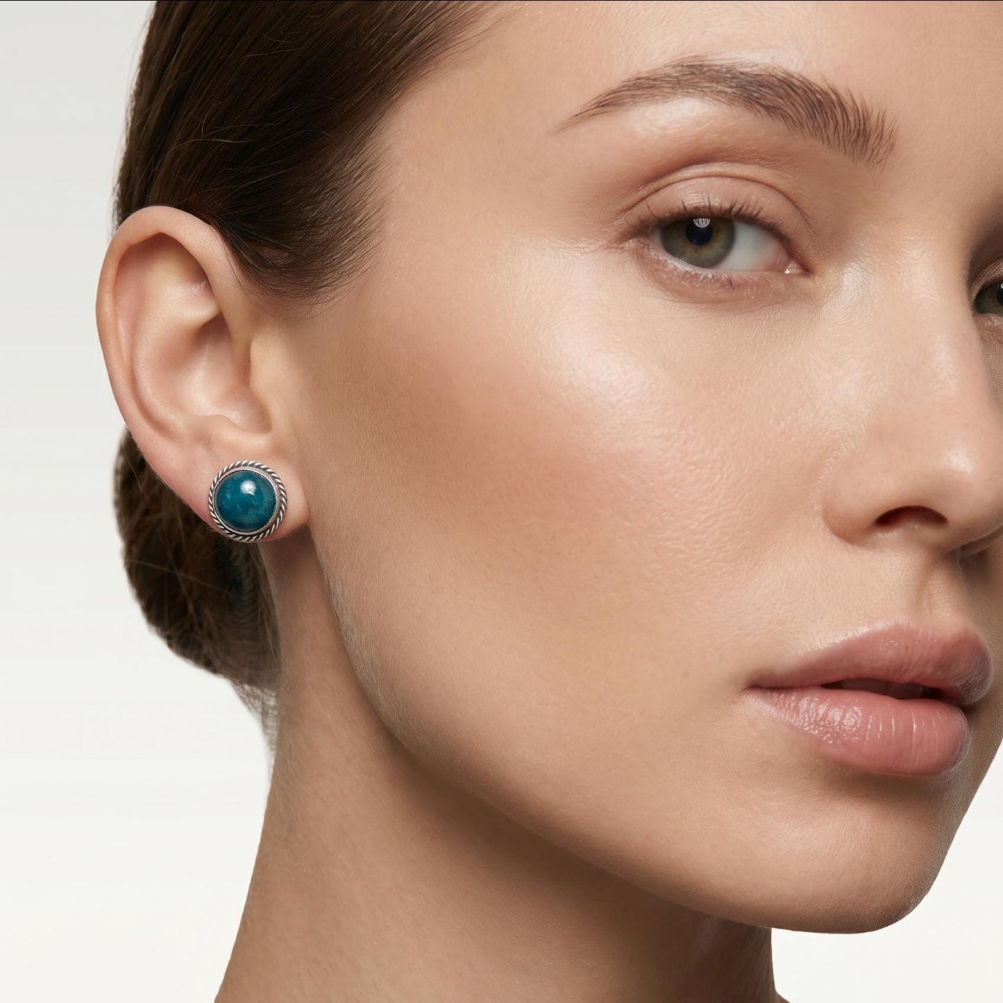 Apatite Traditional Posts - 10mm Stud Earrings - Sterling Silver