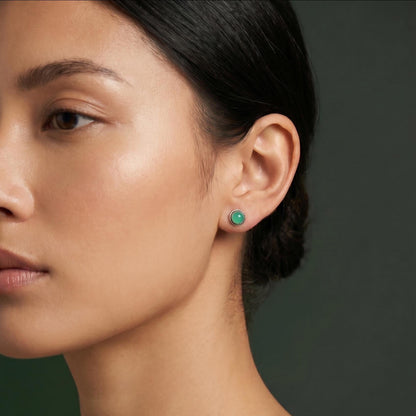 Chrysoprase Posts - Chrysoprase Traditional Posts - .925 Sterling Silver - Silversmith - Chrysoprase Studs