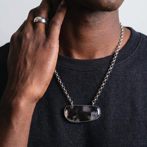 Choose your Montana Agate Pendant Necklace - Chunky Sterling Silver - Men's Pendant