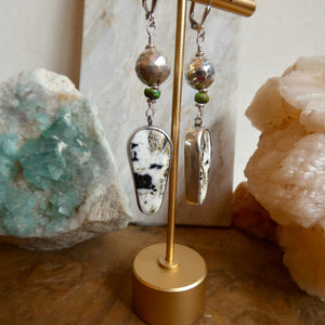 White Buffalo Earrings - Gaspeite Sterling Silver