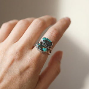 Rustic Turquoise 2-Stone Ring - Sterling Silver - Choose Your Ring