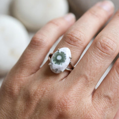 Ocean Jasper Ring - Choose your Stone - Sterling Silver Prong Setting - Silversmith