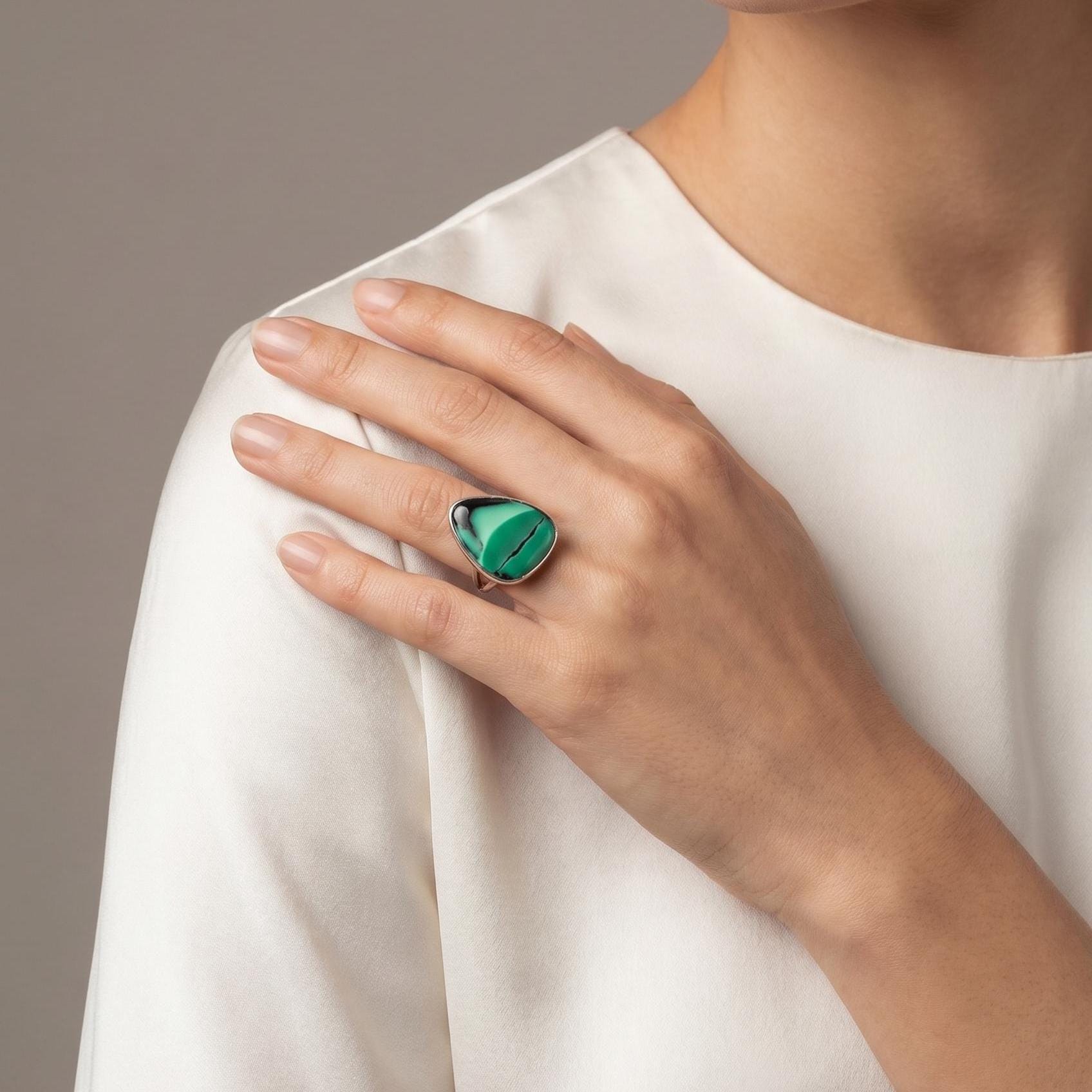Custom Emerald Rose Green Variscite Ring - Silversmith Ring - Choose Your Stone