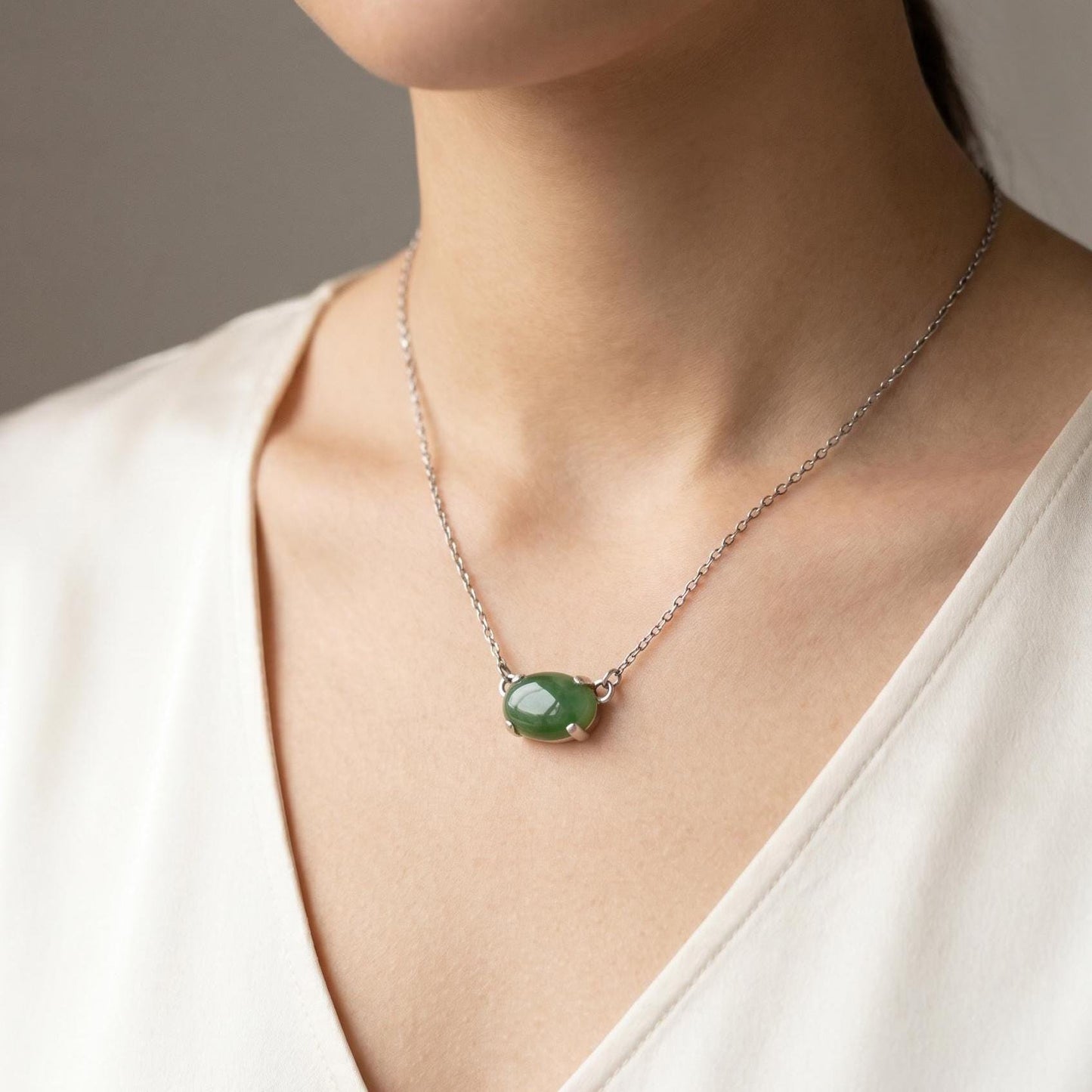 Choose Your Prong Pendant - Sterling Silver - Nephrite - Sunstone - Kunzite - Amazonite