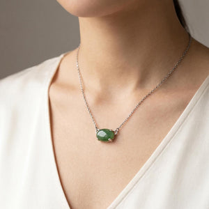 Choose Your Prong Pendant - Sterling Silver - Nephrite - Sunstone - Kunzite - Amazonite