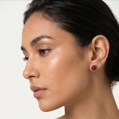 Carnelian Stud Earrings – Sterling Silver Western Twist Accent