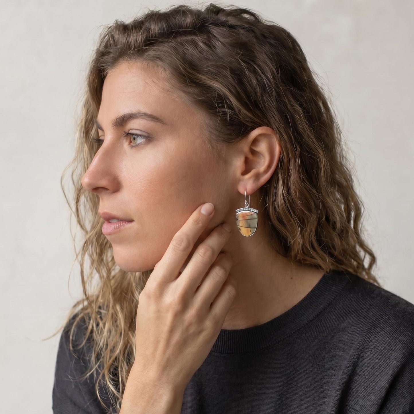Hammered Sterling Silver Red Creek Jasper Earrings – Choose Your Pair
