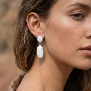 White Buffalo Post Drop Earrings - Sterling Silver