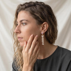 Phosphosiderite Earrings 14KT Gold - Pearl long drops "drapes" earrings - Violet Color