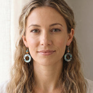 Spiny Oyster Turquoise and Abalone Earrings- .925 Sterling Silver