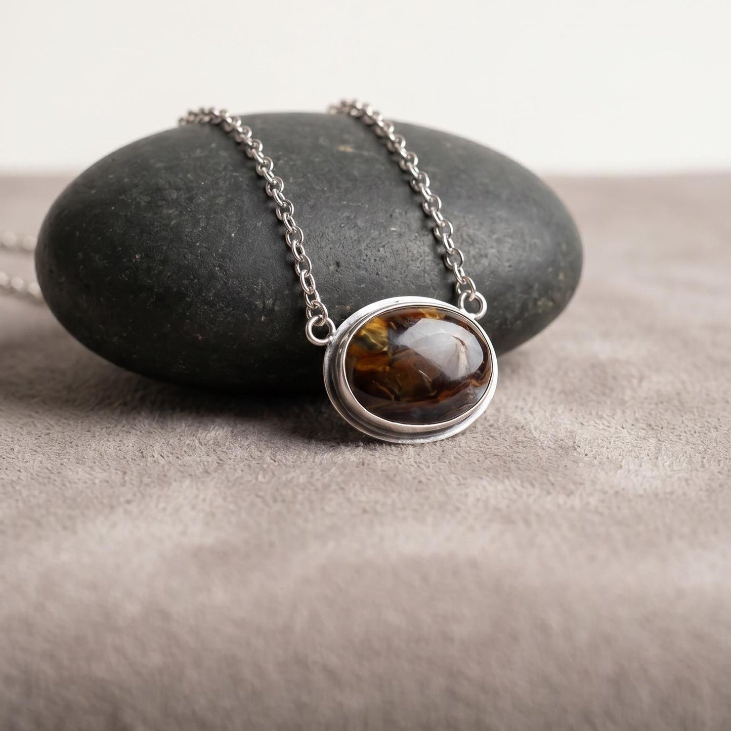 Pietersite Necklace - .925 Sterling Silver