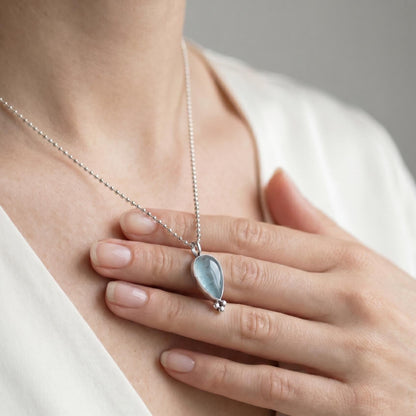 Aquamarine Pendant Necklace - March Birthstone