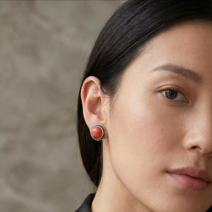 Red Sponge Coral Sterling Silver Earrings – Traditional Posts