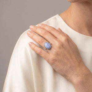 Custom Blue Lace Agate Boho Ring - .925 Sterling Silver