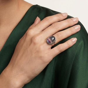 Rainbow Fluorite Boho Ring - Size 7 - .925 Sterling Silver