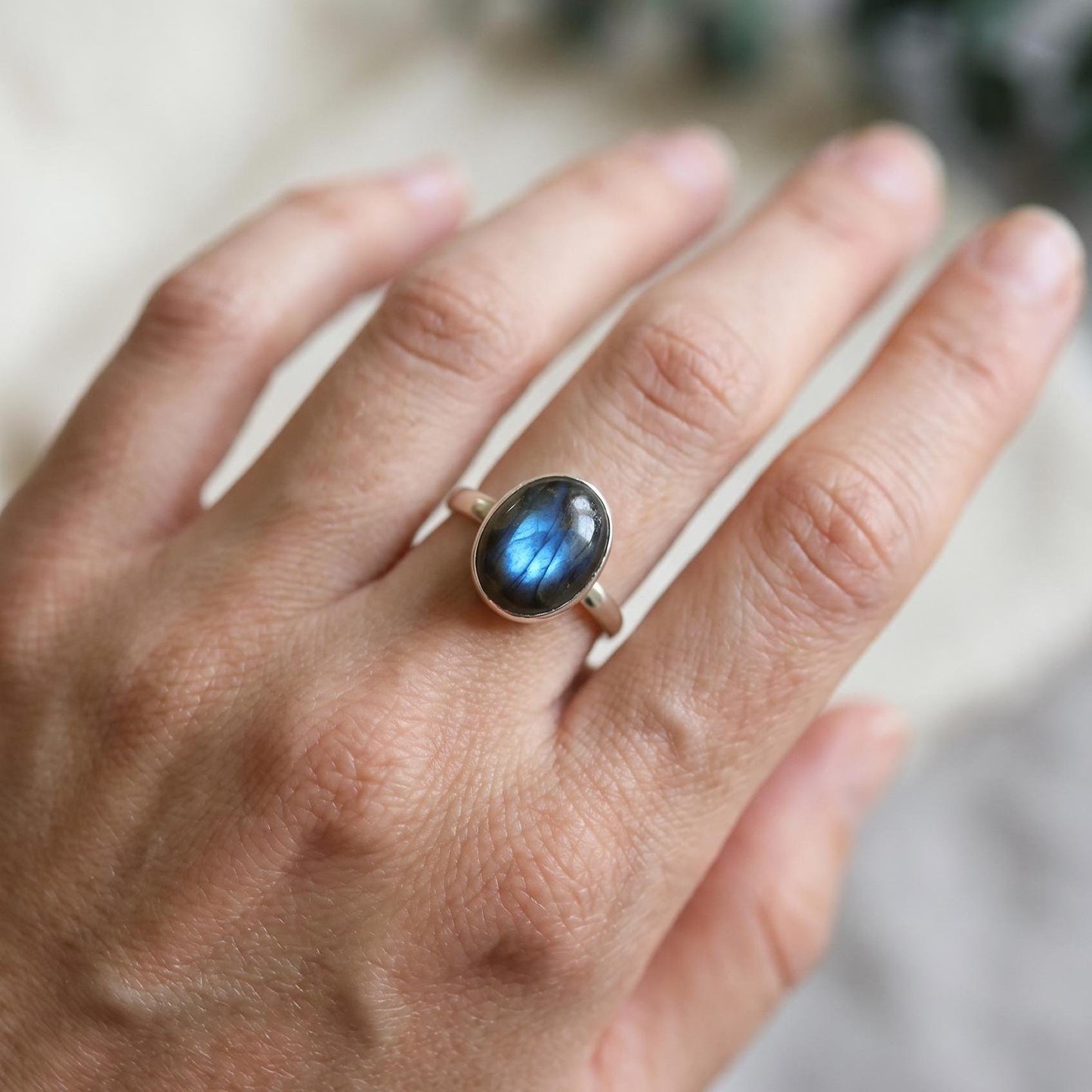 Oval Labradorite Ring - .925 Sterling Silver